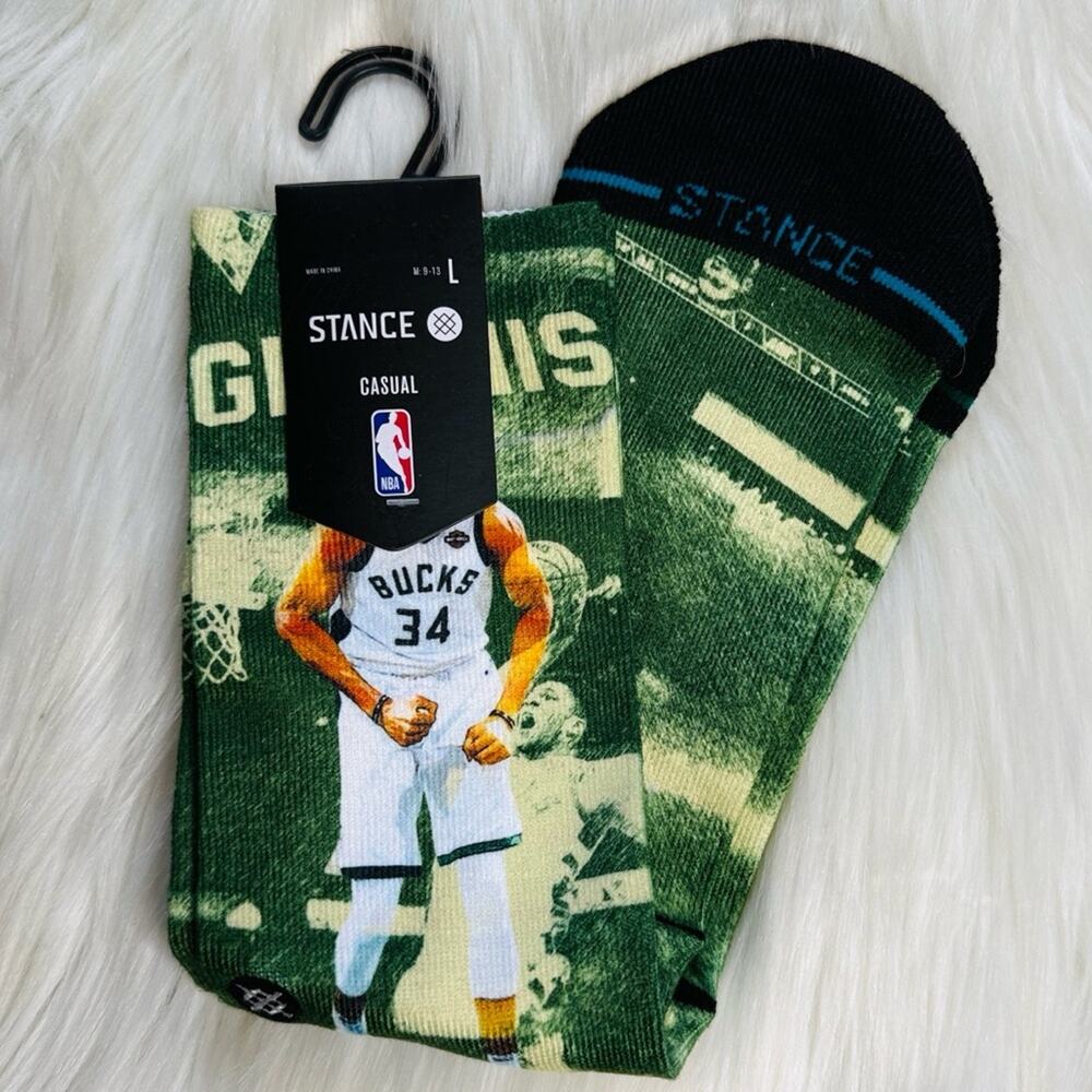 NBA Stance Green and Black Giannis Crew Socks